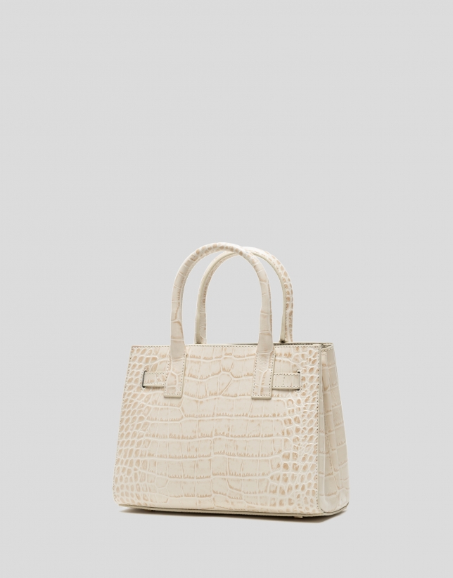 Bolso Satchel Mini Millie piel grabado coco beige