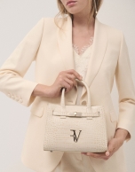 Bolso Satchel Mini Millie piel grabado coco beige