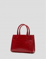 Bolso Satchel Mini Millie piel grabado coco rojo