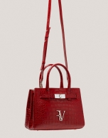 Satchel Mini Millie red alligator embossed leather