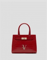 Satchel Mini Millie red alligator embossed leather