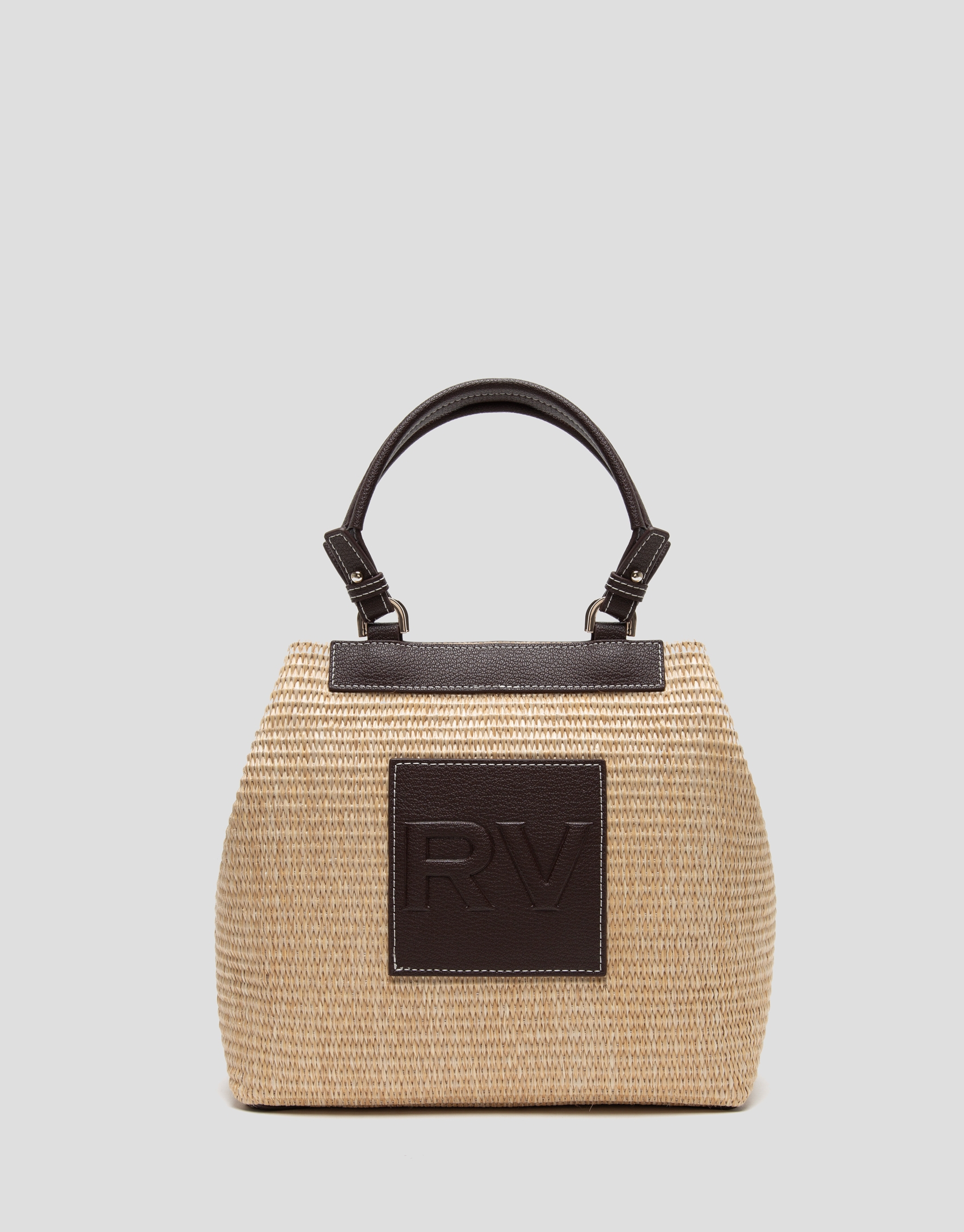 Bolso de  mano Telma Bucket beige y piel cuero