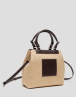 Bolso de  mano Telma Bucket beige y piel cuero