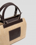 Bolso de  mano Telma Bucket beige y piel cuero