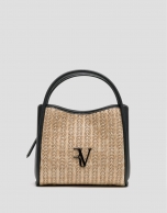 Bolso de mano Louise Satchel beige y negro