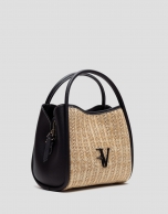 Bolso de mano Louise Satchel beige y negro