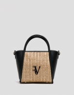 Beige and black Mini Louise shopping bag