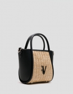 Bolso Shopper Mini Louise beige y negro