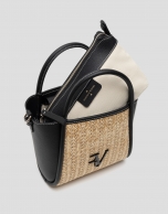 Bolso Shopper Mini Louise beige y negro