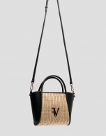 Beige and black Mini Louise shopping bag