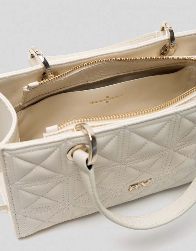 Beige Linda Baguette quilted leather bag