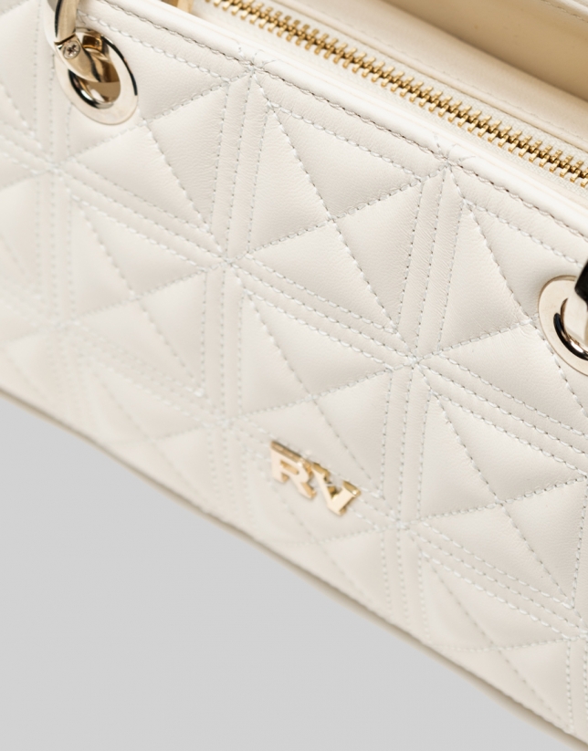 Beige Linda Baguette quilted leather bag