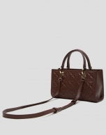 Bolso Baguette Linda piel acolchada marrón chocolate