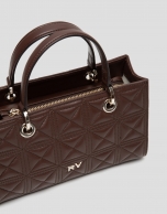 Chocolate brown Linda Baguette quilted leather bag