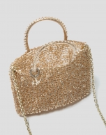 Bolso de mano trenzado dorado Devyn Flat