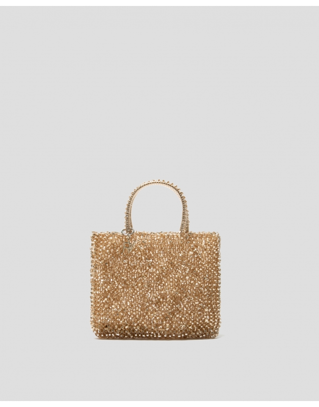 Bolso de mano trenzado dorado Devyn Flat