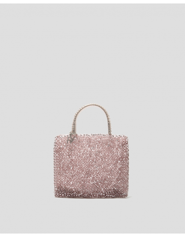 Bolso de mano trenzado rosa claro Devyn Flat