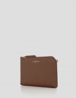 Light brown Lisa Saffiano clutch bag