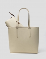 Beige leather Sama shopping bag