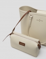 Beige leather Sama shopping bag