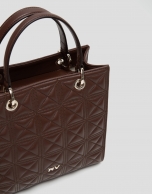 Chocolate brown quilted leather Maxi Linda Satchel