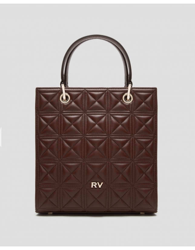 Chocolate brown quilted leather Maxi Linda Satchel