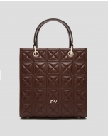 Chocolate brown quilted leather Maxi Linda Satchel