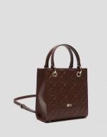 Chocolate brown quilted leather Mini Linda Satchel