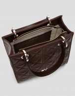 Bolso Satchel Mini Linda piel acolchada marrón