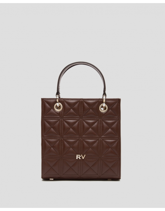 Chocolate brown quilted leather Mini Linda Satchel