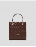 Chocolate brown quilted leather Mini Linda Satchel