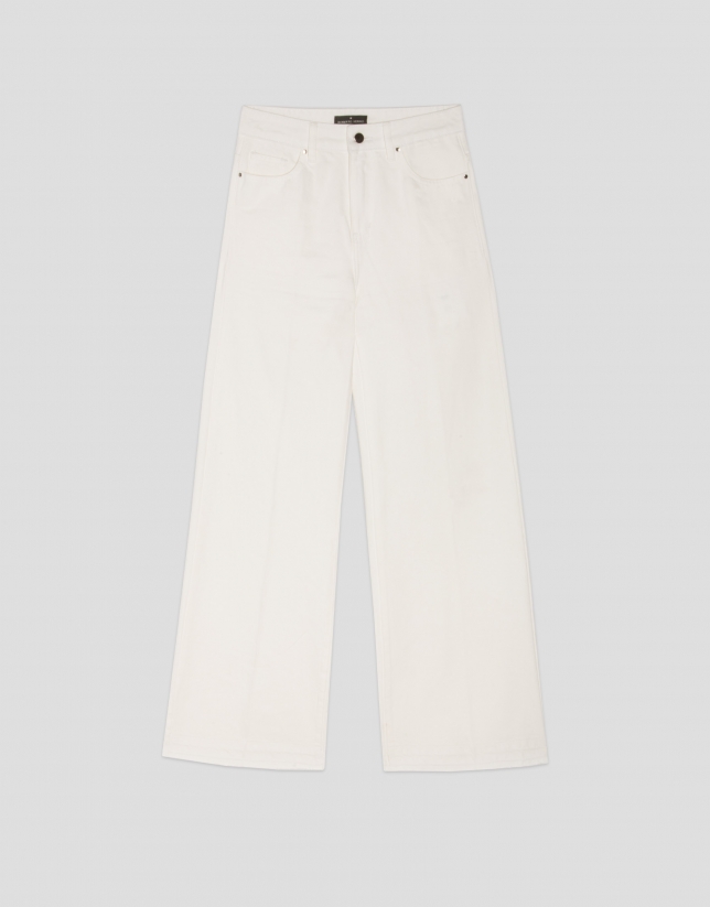 Wide raw denim trousers