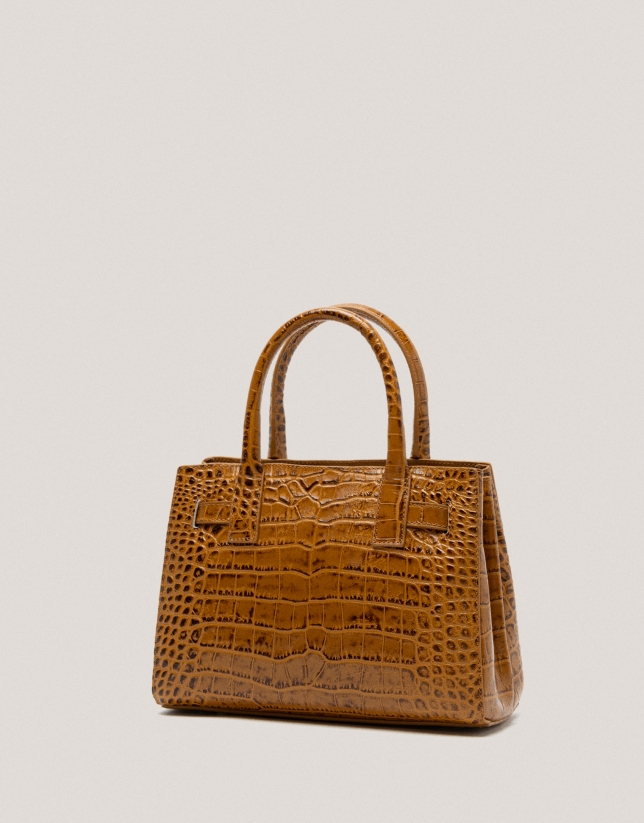 Satchel Mini Millie dark mustard alligator embossed leather