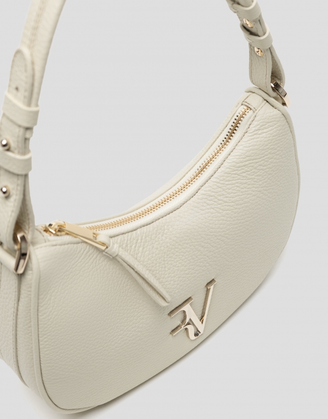 Beige leather Sun Moon shoulder bag