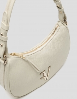 Beige leather Sun Moon shoulder bag