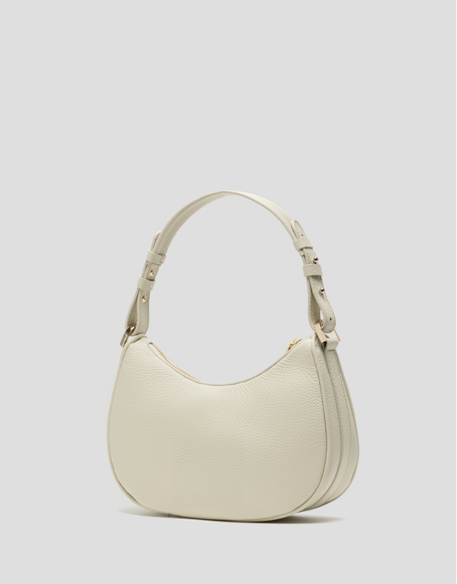 Beige leather Sun Moon shoulder bag