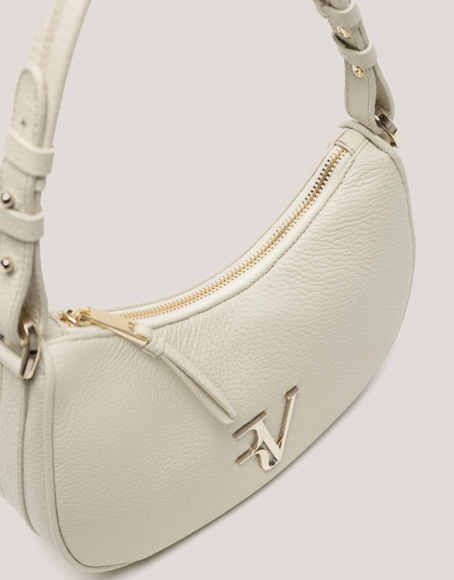 Beige leather Sun Moon shoulder bag