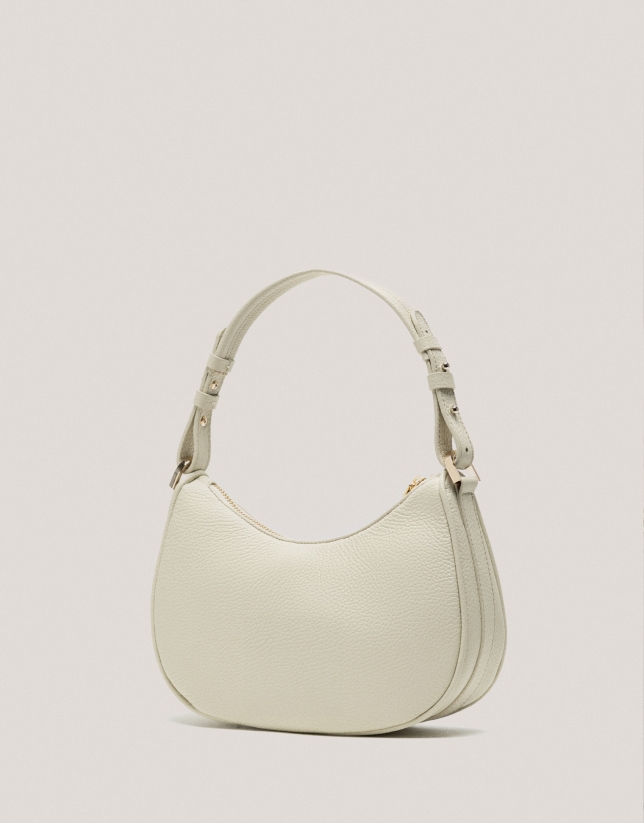 Bolso de hombro Sun Moon piel beige