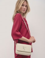 Sun beige leather shoulder bag