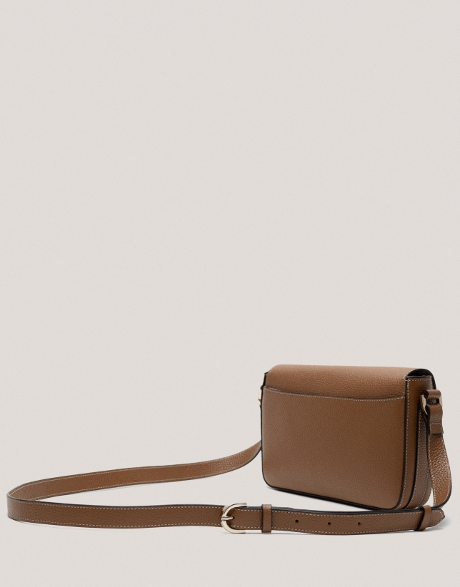 Sun camel leather shoulder bag