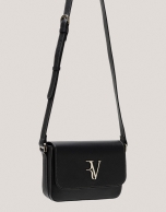 Sun black leather shoulder bag