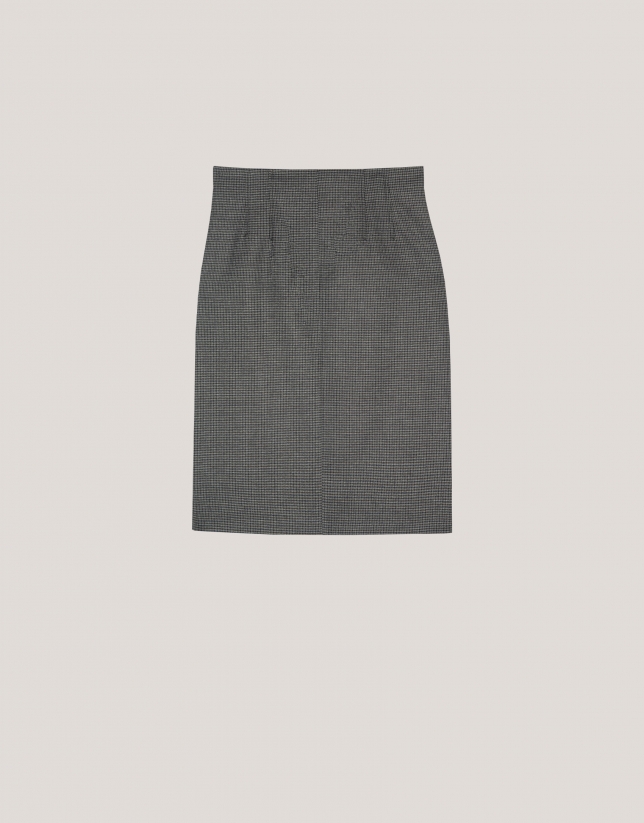 Blue harris square skirt with high waist