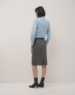 Blue harris square skirt with high waist