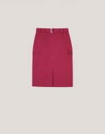 Knee skirt raspberry satin cotton