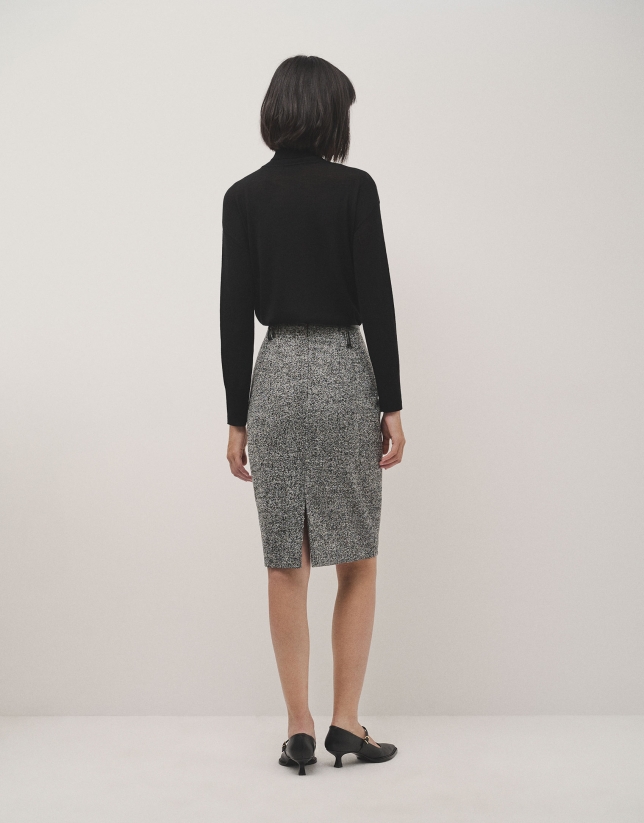 Black and grey partrich eye pencil skirt