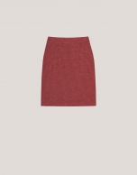 Red boucle weave pencil skirt