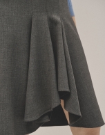 Grey double crepe skirt with ruffle in front