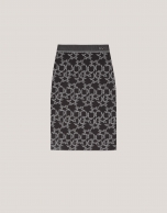 Falda midi jacquard punto estrellas negro y gris