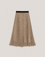 Midi pleated skirt with brown geometric print