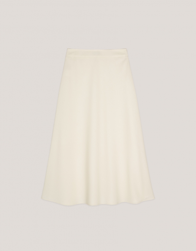 Beige crepe flare midi skirt